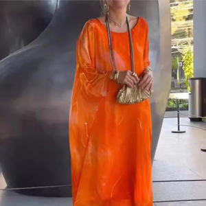 เดรสผ้าชีฟองสำหรับผู้หญิง, ใหม่ชุดเดรสพิมพ์ลายแฟชั่นเนื้อผ้าหินอ่อนแขนยาวแบบไม่สม่ำเสมอสำหรับฤดูร้อน2025 - Product Image 5