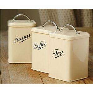 Juego de Recipientes de Cocina Cuadrados de Estilo Nórdico, Recipientes de Almacenamiento de Alimentos con Recubrimiento en Polvo Color Crema, Latas Metálicas para Té, Café y Azúcar - Product Image 1