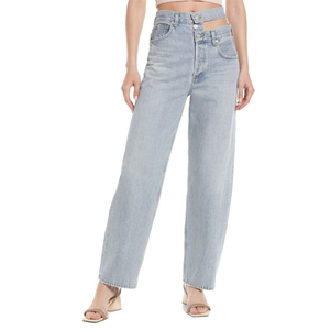 AGOLDE Jeans in Cotone Organico a Vita Super Alta, Vestibilità Larga, con Design a Fascia Strappata e Dettaglio Cut-Out Laterale, Taglia 27, in Tessuto Denim - Product Image 1