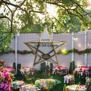 Tarros de velas de cerámica de Metal elegantes y linterna de estrella colgante decorativa para el hogar interior y exterior para productos de Navidad para el hogar - Product Image 6