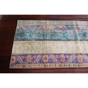 Tapis turc vintage, tapis de 2,8 x 6,8 pieds, tapis persan à accents bleus - Product Image 4