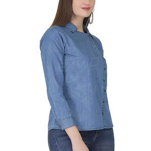 เสื้อเชิ้ตยีนส์ผู้หญิง แขนยาว สไตล์ลำลอง ติดกระดุม แฟชั่นท็อป สำหรับใส่ในชีวิตประจำวัน สไตล์สตรีท - Product Image 4