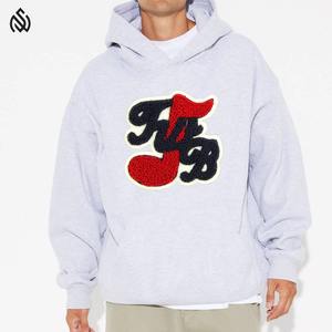Alta calidad 100% algodón manga larga gota hombro venta al por mayor de gran tamaño invierno grueso hombres personalizado Chenille bordado sudaderas con capucha para hombres - Product Image 6