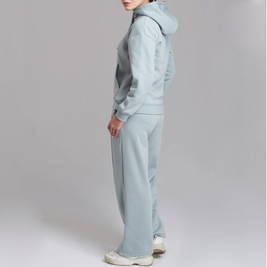 Survêtement décontracté d'hiver pour femme, le plus vendu, à capuche, uni, respirant, 100 % coton, manches longues, taille élastique pleine longueur - Product Image 5