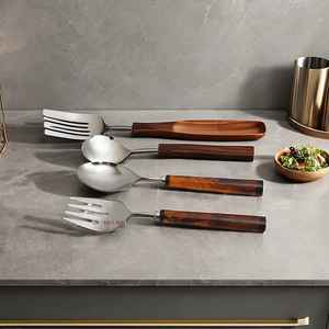 Nouvel ensemble de couverts en acier inoxydable moderne à cinq pièces avec manche artisanal, passe au lave-vaisselle, durable, poli miroir, tendance - Product Image 5