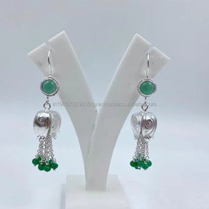 Meilleur Prix Collection Femmes Classique Plaqué Or Vintage Blanc Pur Argent Boucles D'oreilles Parfait Mariage ou Cadeau De Fête - Product Image 1