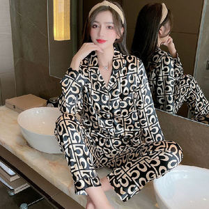 Faziiapex personnalisable Satin pyjamas adulte surdimensionné décontracté à manches longues vêtements de nuit en soie taille élastique fermeture caractéristique thermique - Product Image 4