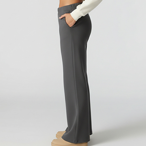 Pantalon long décontracté en molleton de dentelle de haute qualité pour femme, respirant, avec logo imprimé DTF personnalisé, taille haute élastique, idéal pour l'hiver - Product Image 3