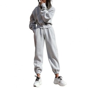 Nouveau décontracté respirant élégant 2 pièces ensemble 100% coton sweat à capuche costumes Premium personnaliser élégant femme survêtements - Product Image 3