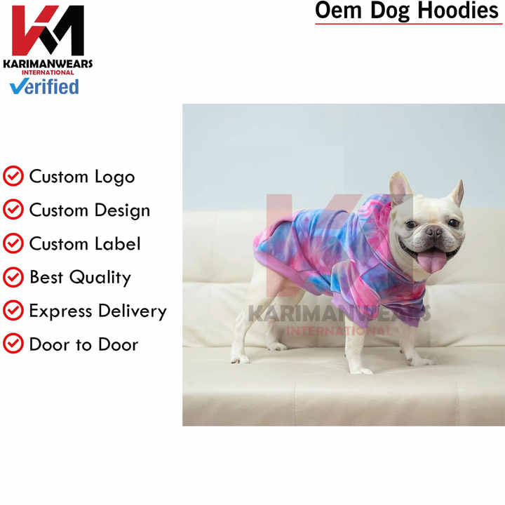 Dog Hoodie for Small Dogs Tie Dye Pet Sweater With Leash Hole Cozy Puppy Sweatshirt Cute Cat Apparel Pink Blue