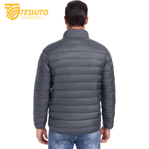 <b>Men's</b> Custom Satin Puffer Jacket Designer Winter Bubble <b>Padded</b> <b>Coat</b> Waterproof with Zipper Closure Short Length Outdoorwear - Product Image 2