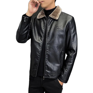 Vestes en cuir de motard pour hommes style hivernal matériau lourd durable doublure chaude et douce vêtements d'extérieur à la mode moderne vêtements en gros - Product Image 2