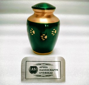 Urna Funeraria para Mascotas de Diseño Innovador en Metal Azul (Latón/Aluminio) con Banda Plateada para Guardar Cenizas - Product Image 5