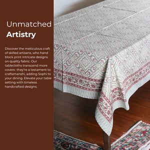 Mantel de algodón con estampado de bloques a mano verde y blanco, mantel de comedor, mantel de algodón hecho a mano al por mayor - Product Image 2