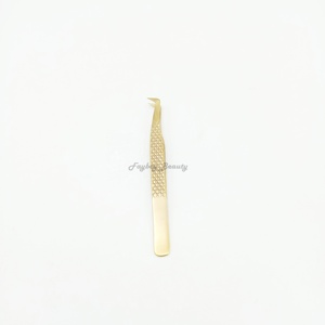 แหนบต่อขนตาสีทองแหนบปลายไฟเบอร์สำหรับต่อขนตาอุปกรณ์แต่งขนตา - Product Image 2