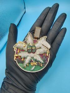 Pendentif personnalisé serti de pierres précieuses multicolores en moissanite ronde, pendentif en argent 925, bijoux fins, pendentifs et breloques - Product Image 6