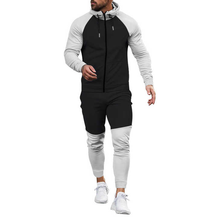 2024 Men's Winter Casual Set Full Sleeve Organic Cotton Printed Hooded Tracksuit with Pants Autumn-Winter Collection