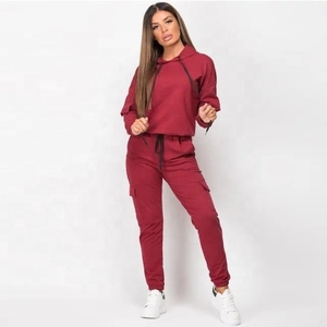 Women's 100% Cotton Fleece Fitness Sports <b>Jogger</b> Suit Custom Logo Oversized Baggy Track Suits Solid Plus Size Features for - Product Image 3