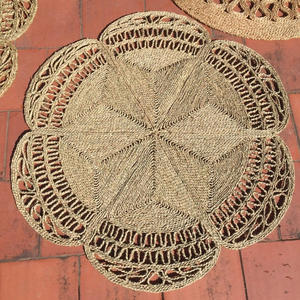 Alfombras Redondas Tejidas Naturales de Pasto Marino, Patrones Personalizados, Alfombras de Rafia con Forma de Flor, Decoración del Hogar - Product Image 1