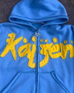 เสื้อครอปแบบมีฮู้ดสำหรับผู้ชายเสื้อครอปปักลายแบบมีซิปลายระบายความร้อนสไตล์วินเทจ - Product Image 6