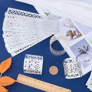 Rond de serviette de luxe avec rond de serviette creux en métal en papier Ornement Rond de serviette en papier en feuille Ajoutez une touche élégante à votre table à manger - Product Image 5