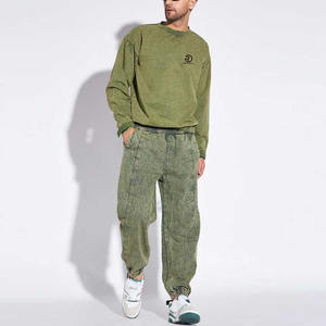 New Plain <b>Black</b> Heavyweight 360gsm 100% Cotton Gradient O-neck Sweatshirt Acid Wash Oversized Pullover Sweatshirt - Product Image 6