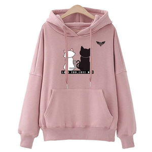 <b>Women</b> <b>Red</b> Graphic <b>Hoodie</b> Sweatshirt Cute Couple Cat Print Hooded Pullover Casual Streetwear Winter Top - Product Image 6