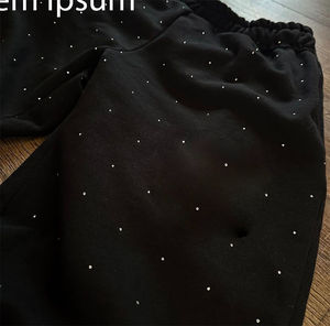 Haute qualité hommes Flare survêtement pantalon coton polaire personnaliser sérigraphie strass taille élastique hommes pantalons de survêtement vêtements d'extérieur - Product Image 6