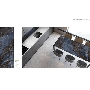 Losa de porcelana de mármol Amezon azul 800x2400x15mm, encimera pulida, azulejos de cuarzo Bliss, piedra sinterizada decorativa - Product Image 1