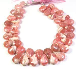 Perles de rhodochrosite rose naturelle 10,5-13 mm, forme poire du Colorado, lisses et polies, brin de 8 pouces, qualité supérieure, 200 carats, fabrication de bijoux RO - Product Image 5