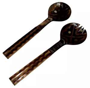 Cuillère en corne artisanale décorative, décoration d'intérieur classique par Unique Craft India, avec cuillère à salade en corne de buffle naturelle - Product Image 4