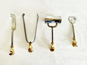 Ensemble d'outils de bar en acier inoxydable de qualité supérieure avec poignées dorées et support en marbre pour comptoir de bar à domicile et réceptions, provenant d'Inde - Product Image 5