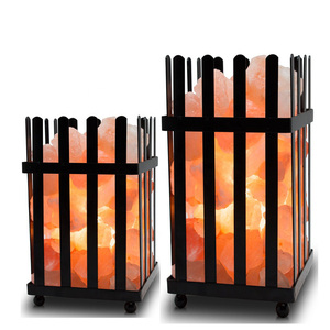 Made in Pakistan Iron <b>Basket</b> Himalayan Pink Salt Lamps Handicraft Low MOQ Sustainable <b>Wooden</b> Stand Pink Himalayan Salt Lamps - Product Image 3