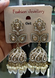 Lujo último diseñador exclusivo moda pesado lágrima corte flor diseño sombra diamante Jhumki pendiente colección para mujer - Product Image 2