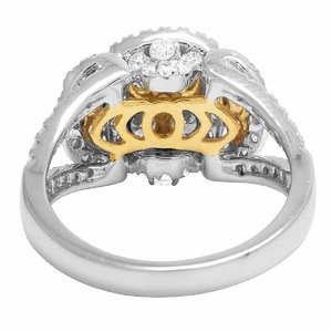 Two Tone Yellow & White Plated 925 Silver Halo Moissanite Diamond Engagement <b>Iced</b> Out <b>Ring</b> Wedding Jewelry - Product Image 4