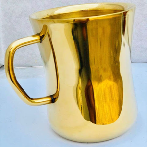 Mug à café classique en laiton pur de 200 ml, fait à la main, écologique, durable, avec poignée, en porcelaine de qualité supérieure, logo personnalisable, cadeau - Product Image 1