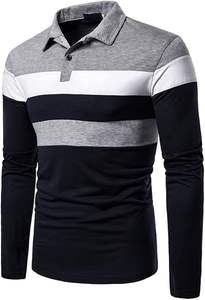 Camiseta Polo clásica de manga larga a rayas ajustada unisex, Jersey transpirable a la moda occidental, opción de talla grande - Product Image 4