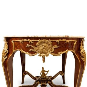 Mesa de Entrada Clásica de Lujo con Tapa de Mármol, Latón y Madera - Product Image 4