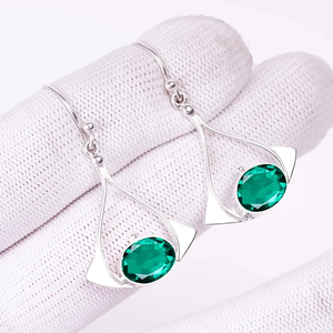 Factory Wholesale Green Emerald <b>Earrings</b> 925 Sterling Silver AAA Grade <b>Nickel</b>-<b>Free</b> Minimalist Romantic Party Jewelry Women - Product Image 3