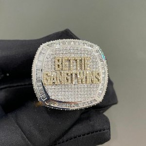 Custom <b>Initial</b> Letter Square Design VVS Moissanite Diamond Sparkling 925 Sterling Silver Rhodium Plated Men's Wear Gift <b>Ring</b> - Product Image 1