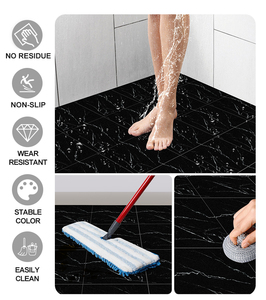 Gạch cho sàn phòng ngủ màu đen sàn đá cẩm thạch Sticker 3D gạch đá cẩm thạch tự dính PVC tường Sticker sang trọng Vinyl tấm ván sàn - Product Image 3
