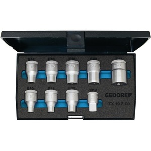 Jeu de clés à douille GEDORE 9 pièces TX 19 E-09 1/2? E10-E24 - Product Image 1