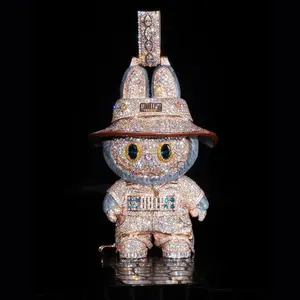 Custom Cartoon <b>Cat</b> Pendant 925 Sterling Silver Iced Out Hip Hop Jewelry VVS Moissanite Personalized Animal Charm for Men Women - Product Image 6