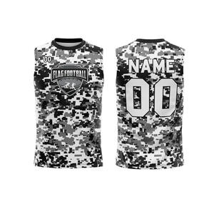 Maillot de Style camouflage confortable de haute qualité 7v7 Shorts de sport noirs Uniformes de sublimation pour adultes et jeunes Vêtements de football américain - Product Image 4