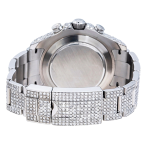 Montre en acier inoxydable avec mouvement à quartz, sertie de moissanite, cadran en verre enduit, mode homme, luxe - Product Image 4