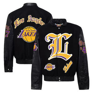 Men's Letterman Baseball Varsity <b>Jacket</b> <b>Trucker</b> Leather Street Wear with Logo Patch Embroidery Customizable Logo Patch - Product Image 2