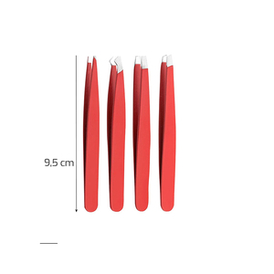 Kit de Pinzas para Cejas de Acero Inoxidable de la Mejor Calidad, Color Rojo, Punta Curva Metálica Recubierta, Incluye Estuche - Product Image 2