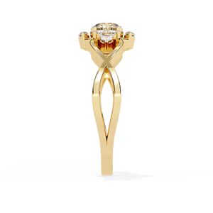 Personalizable 14K 18K oro sólido laboratorio crecido diamante anillo de compromiso ético Marquesa corte diseño joyería fina proveedor indio - Product Image 5