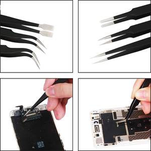Ensemble de pinces à épiler ESD antistatique en acier inoxydable ensemble de pinces à épiler pour l'artisanat bijoux électronique travail de laboratoire (14 pièces) - Product Image 2