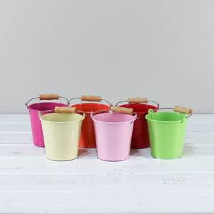 Seau de seau en métal multi-utilisable de couleur bleue avec poignée élégant pour la maison salon jardin jardinière de fleurs décorative - Product Image 5